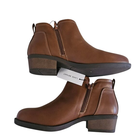 Lane Bryant Dream Cloud Side-Dip Ankle Boot Women's SZ 8.5W Cognac Zipper NWT - Picture 4 of 12